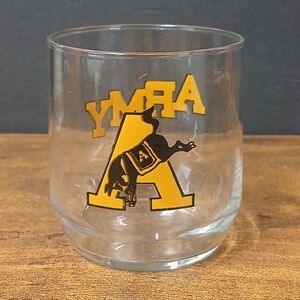 VINTAGE ARMY ACADEMY SPORTS TEAM DRINKING GLASS Home Bar, Man Cave